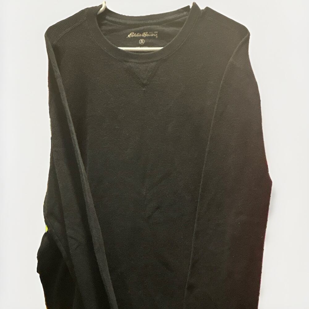 Eddie Bauer Black Cotton Henley XL Long Sleeve